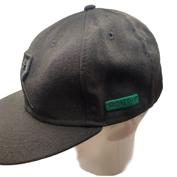 ROUTINE BASEBALL Cap Hat Men's Baseball Black Emblem Fitted Size 7 1/4 Lid - Picture 7 of 11
